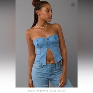 Denim Strapless Crop Top - worn once